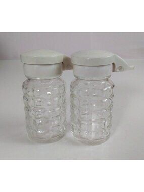 Vintage Tablecraft Moisture Proof Waffle Design Glass Salt & Pepper Shakers